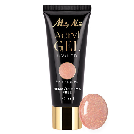 Акрилогель Polygel — гель для нарощування нігтів AcrylGel MollyNails, без HEMA/Di-HEMA, Peach Glow, 30 мл