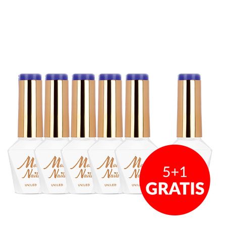 5+1 gratis MollyNails Power Flower Blue Hydrangea Hybridlack, HEMA/Di-HEMA-frei, 8 g, Nr. 727