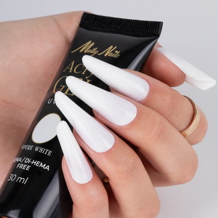 Polygel Acrylgel zum Aufbauen für Nagelverlängerungen AcrylGel MollyNails HEMA/Di-HEMA-frei Pure White 30 ml