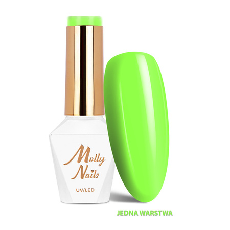 Vivid Vibes LED/UV Gel Polish No. 282 Toxic Lime by MollyNails, HEMA/Di-HEMA Free, 8g