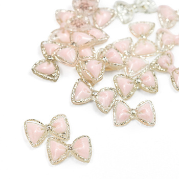 3D pink and gold bow nail decorations, 20 pieces