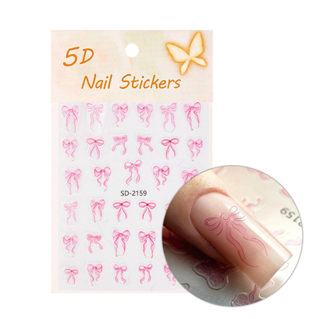 Adhesivos para uñas 5D autoadhesivos con lazos rosas SD-2159