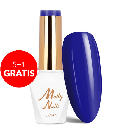 5+1 безкоштовно Гібридний лак MollyNails Power Flower Blue Hydrangea без HEMA/Di-HEMA, 8 г, № 727