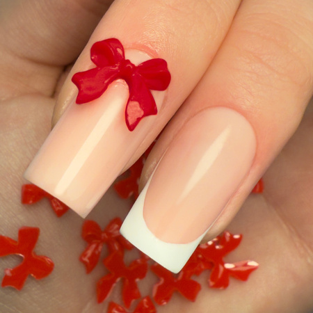 Ozdoby do paznokci kokardki 3D MollyNails czerwone 100 szt