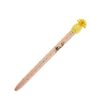 Eleganter MollyLac-Kugelschreiber in Cremegold mit einem dekorativen Ananas-Aufsatz