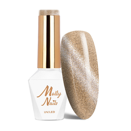 Magnetyczny lakier hybrydowy z efektem kociego oka Cat Eye Womanity Ginger MollyNails HEMA/Di-HEMA Free 8g Nr 444