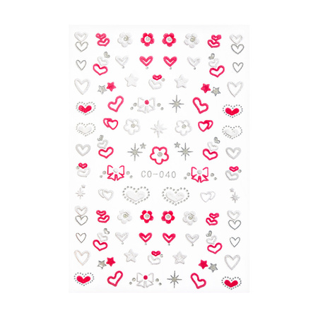 Adesivi 3D per unghie con cuori di San Valentino CO-040