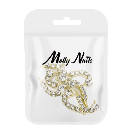 3D-Herz-Nageldekorationen von MollyNails, White Diamond, 10 Stück