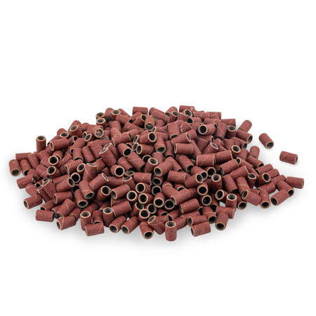 Cappucci per manicure e pedicure, mandrini, inserti abrasivi, cilindro da 6 mm, grana 150, marroni, 1000 pezzi.