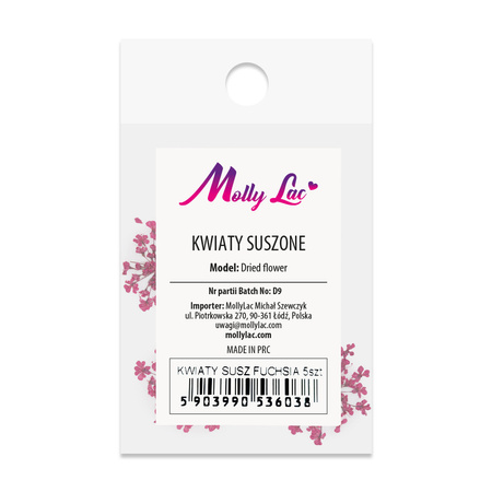 Dried flowers for nail art MollyLac Fuchsia 5 pcs