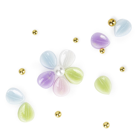 Adornos para uñas: flores acrílicas + bolitas MollyNails, surtido de colores, 150 unidades, n.º 2