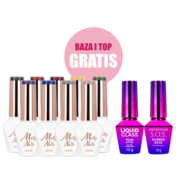 9-Color Set: The Trend Edit HEMA/Di-HEMA Free + FREE Base and Top Coats (S.O.S. Antidotum, Liquid Glass)