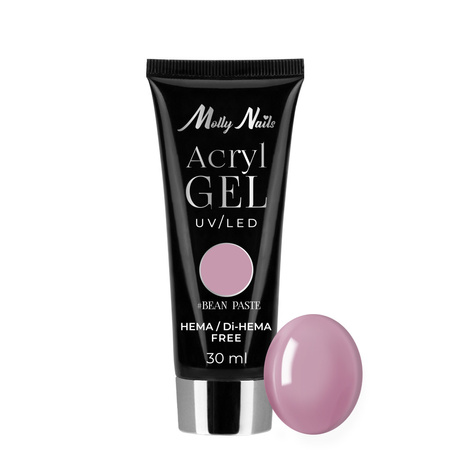 Gel acrílico Polygel para la extensión de uñas AcrylGel MollyNails sin HEMA/Di-HEMA Bean Paste 30 ml