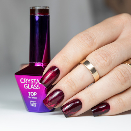 Кольоровий топ-лак без змивання Crystal Glass MollyNails Raspberry, без HEMA/Di-HEMA, 10 г