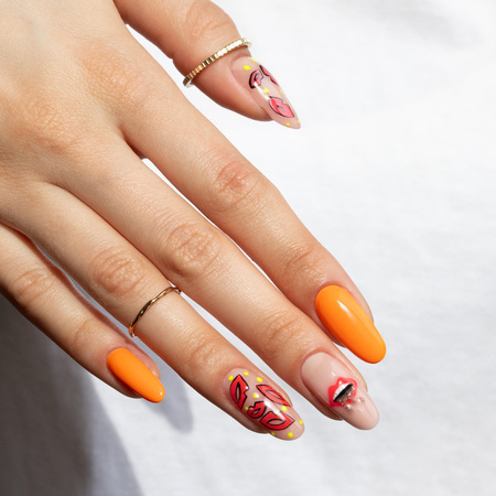 Smalto ibrido MollyNails Neons Neon Red senza HEMA/Di-HEMA 8 g n. 77
