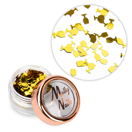 Decorazione per unghie “bicchierini” dorati olografici MollyNails 2 g