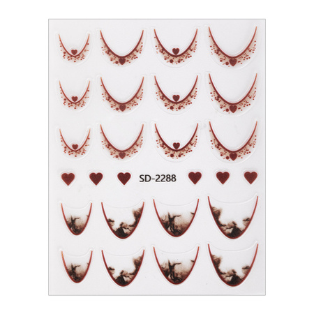 Adesivi per unghie 5D / French / Linea del sorriso francese, 20 pezzi, marrone, SD-2288