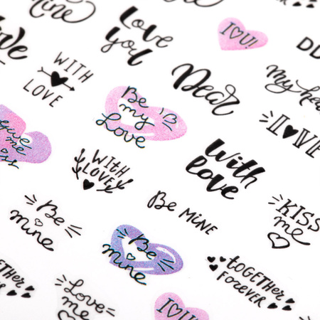 Adhesivos para uñas finos y autoadhesivos con corazones y letras DD-540