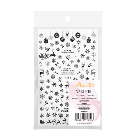 Dünne, selbstklebende Weihnachts-Nagelsticker von MollyNails F283, schwarz