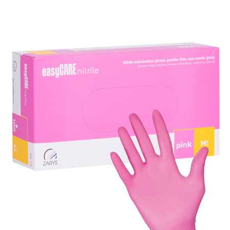 Guantes desechables de nitrilo para diagnóstico y protección Easycare Nitrile Pink, talla M, color rosa, 100 unidades