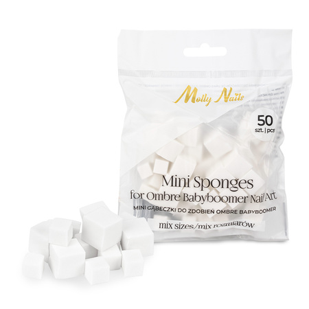 Set de mini esponjas para decoraciones ombré Babyboomer de MollyNails, mezcla de tamaños, 50 unidades