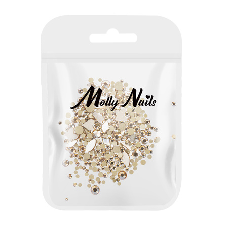 MollyNails nail decorations, gold rhinestones, mix, 150 pcs