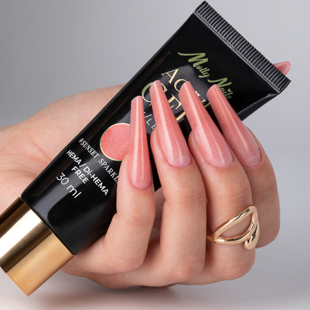 Polygel Acrylgel zum Verlängern AcrylGel MollyNails HEMA/Di-HEMA-frei Sunset Sparkle 30 ml