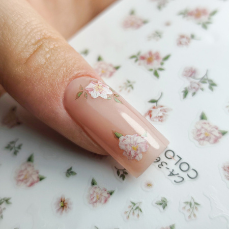 Self-adhesive nail stickers with flowers and inscriptions CA-362 MollyNails