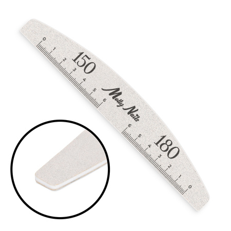 MollyNails Standard 150/180 Mineral Nail File (Boat Shape, Half-Moon)