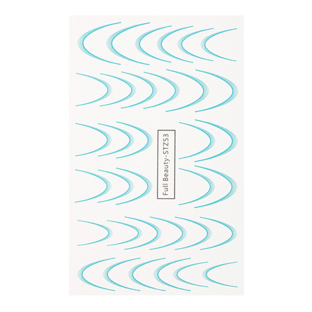 Gradient water decals for nails/French/Ombre/French smile line, 34 pcs, blue STZ53