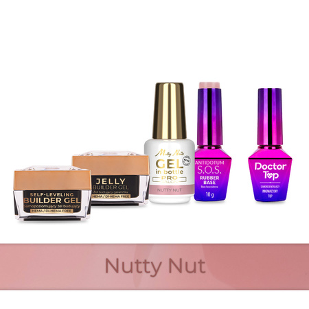 MollyNails PRO MATCH SYSTEM 4+1 Nutty Nut 3 gel modellanti + base + Doctor Top 10 g