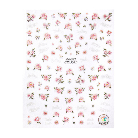 Selbstklebende Nagelsticker mit Blumen und Schriftzügen CA-362 MollyNails