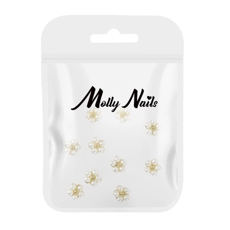 Прикраси для нігтів — перлинні квіточки 3D MollyNails № 3, 10 шт.