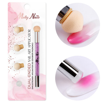 MollyNails doppelseitiger Schwammpinsel für Ombré und Nail Art, Stempel mit Strasssteinen, violett