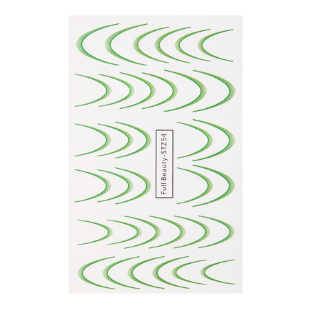 Wassertransfer-Aufkleber für die Nägel mit Farbverlauf / French / Ombre / Französische Smile-Linie, 34 Stück, grün, STZ54