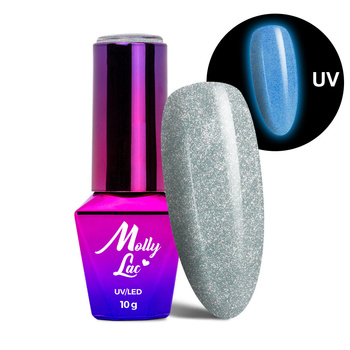 Lakier hybrydowy świecący w ciemności kocie oko MollyLac Night Glowing Precious HEMA/Di-HEMA Free 10g Nr 677