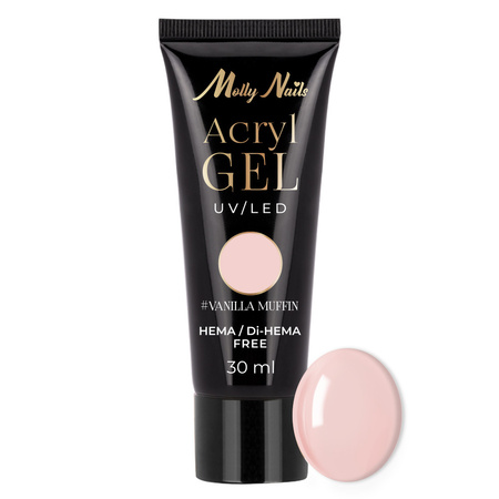 Gel acrílico Polygel para la extensión de uñas AcrylGel MollyNails sin HEMA/Di-HEMA, aroma a magdalena de vainilla, 30 ml