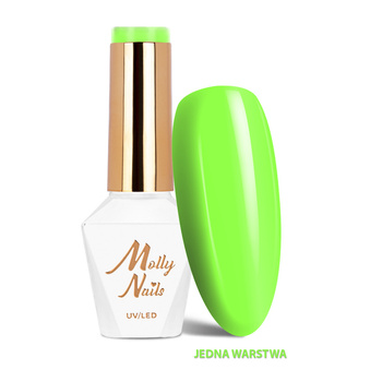 Esmalte híbrido LED/UV Gel Polish Vivid Vibes n.º 282 Toxic Lime de MollyNails, sin HEMA ni Di-HEMA, 8 g