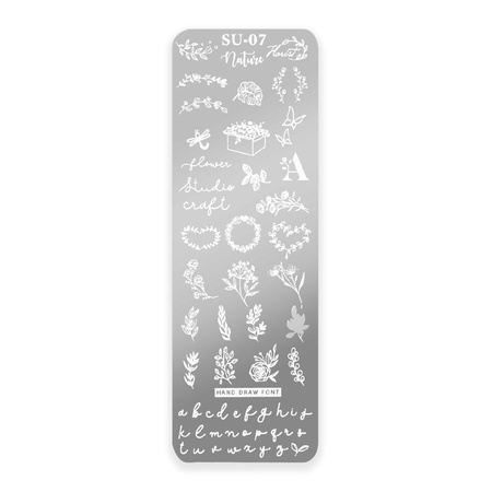 Plate with patterns for stamps, leaves, inscriptions SU-07