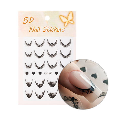 Self-adhesive nail stickers 5D/French/French smile line 20 pcs black SD-2290