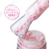 Base de caucho color leche con copos metalizados rosas «Flakes Rubber Base Milk&Pink»; MollyNails, sin HEMA ni Di-HEMA, 10 gramos