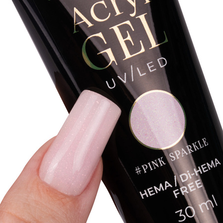 Akrylożel Polygel żel budujący do przedłużania AcrylGel MollyNails HEMA/Di-HEMA Free Pink Sparkle 30 ml