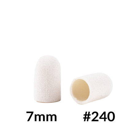 Capuchons pour pédicure 7 mm, grain 240, 10 pièces, ABS, Podo AlleMed, blanc