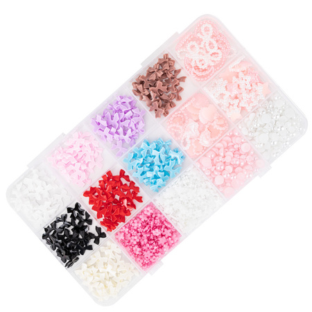 Boîte à bijoux décorée de nœuds, de fleurs et de perles BKHZ-002