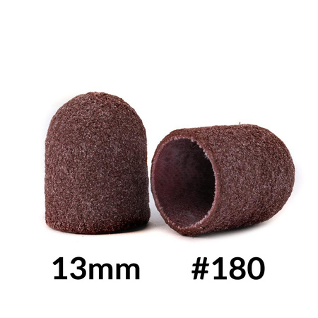 Abrasive caps for pedicure with cotton center, 13 mm, 180 grit, brown, AlleMed, 10 pcs.