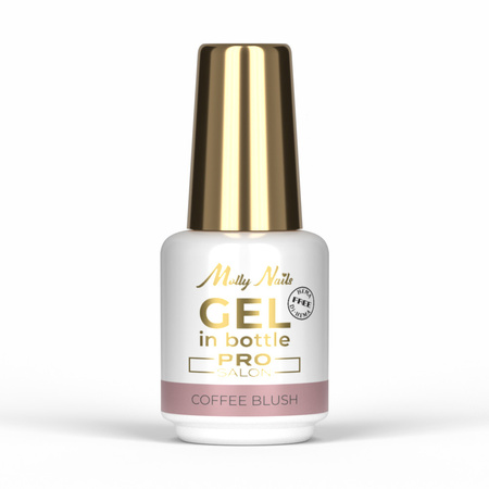 Aufbaugel in der Flasche mit Pinsel „Gel in Bottle“ von MollyNails Pro Salon Coffee Blush, HEMA/Di-HEMA-frei, 15 g