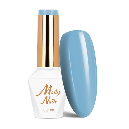 Гібридний лак MollyNails Blue Sky Baby Blue без HEMA/Di-HEMA, 8 г, № 110