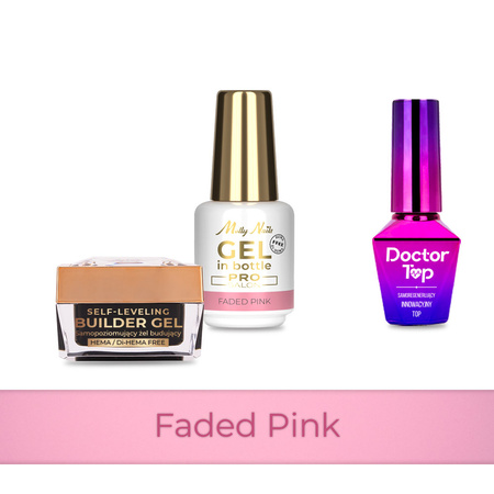 PRO MATCH SYSTEM 2+1 Faded Pink: 2x żele 15g: SelfLeveling&Gel in bottle+Doctor Top 10g GRATIS