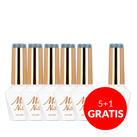 5+1 gratis Smalto ibrido MollyNails Pure Nature Wild River senza HEMA/Di-HEMA 8 g n. 103