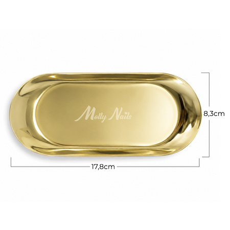 Bandeja metálica ovalada dorada para herramientas de MollyNails